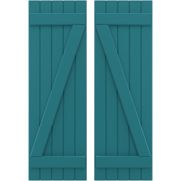 Ekena Millwork Americraft 5-Board (2 Batten) Wood Joined Board-n-Batten Shutters w/ Z-Bar, ARW102BB518X77ANH, PR ARW102BB518X77ANH - main